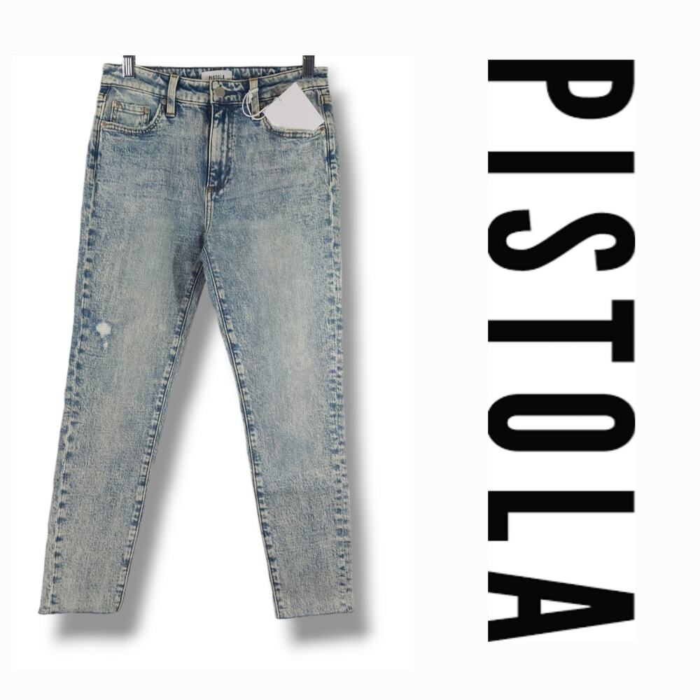 NWT Pistola Aline High-Rise Acid Wash Raw Hem Skinny Crop Jeans Sz. 26x25 June